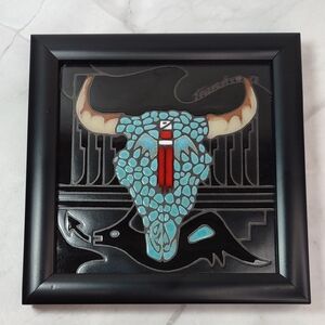 Cleo Teissedre "Buffalo Skull" Ceramic Tile Trivet